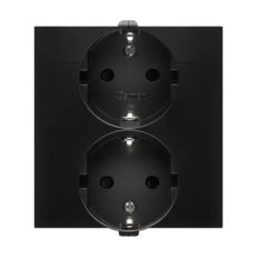 Zásuvka dvojnásobná typu Schuko s clonkami 16A, 250V~, černá matná DGSz2Z/49