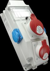 Zásuvková rozvodnice 1x3243+1x1643+2x230V, IP54, 5-6 modulové okénko ROS 5/X-55