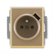 Zásuvka s clon s USB nabíjením 5569E-A02357 25 kávová/led. opálová Element ABB