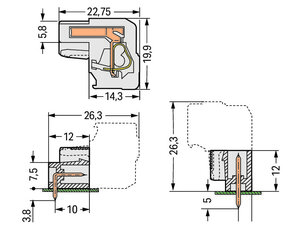 Konektor (zásuvka) úhlový CAGE CLAMP 2,5mm2 sv.šedá 11pól. WAGO 722-211/026-000