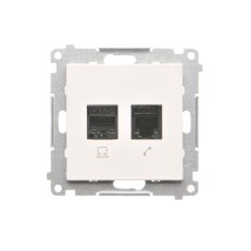 Zásuvka datová RJ45 kat. 5e + telefonní RJ12 (přístroj s krytem) bílá matná