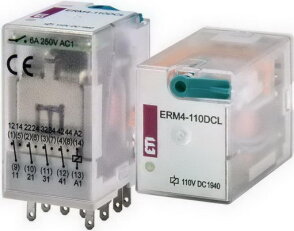 Paticové relé ERM4-110DCL, 4xCO, 6A, 110V DC, s LED indikátorem ETI 002473022