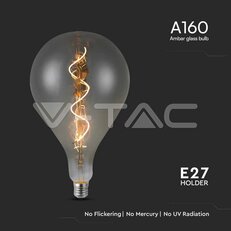 LED Bulb 4W Filament Spiral A160S 2700K Smoky Glass VT-2268, V-TAC SKU23167