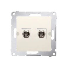 Dvojitá anténní zásuvka typ F pro individuální instalace, krémová DASF2.01/41