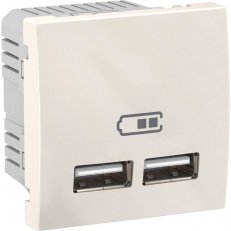 Unica Dvojitý nabíjecí USB konektor 2.1A, Marfil SCHNEIDER MGU3.418.25