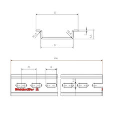 Svorkovnicová lišta TS 35X7.5/LL/6 2M/ST/ZN WEIDMÜLLER 0514570000