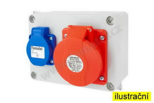 Krabice 3067-4pol. IP44 1x230V 1x400V/16A/4 FAMATEL 3067-4pol