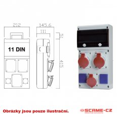 Zásuvková rozvodnice s chráničem 632 2x32A/4p, 3x230V SCAME 632.332W-103F2/4