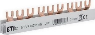 Propojovací lišta IZ12/3F/9 3p 9M 80A 12mm2 vidlice ETI 002921017