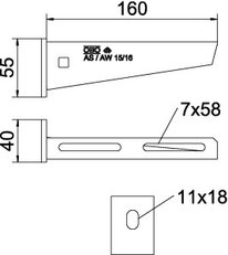 Nástěnný výložník OBO AW 15 16 FT B160mm Ocel žár.zinek