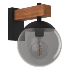Nástěnné svítidlo BUFALATA 1xE27 černá/dřevo/černá-TR 40W IP44 EGLO 900671