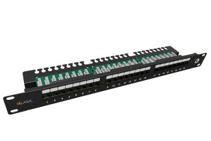 SOLARIX Patch panel 24 x RJ45 CAT5E UTP s vyvazovací lištou 1U SX24L-5E-UTP-BK-N