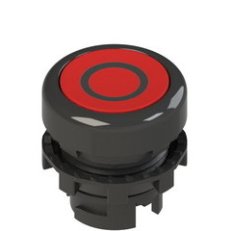 Tlačítko, 20 mm, červené, symbol ''O'' černý plast. kroužek, t.o. do -40°C
