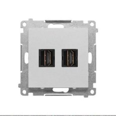 Zásuvka HDMI 2 násobná (přístroj s krytem) hliníková matná   TGHDMI2.01/143