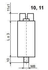 Světelný kompenzační kondenzátor 50uF 45x96mm svorkovnice šroub M8 LCP0500011