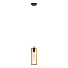 Závěsné svítidlo LITTLETON E27 černá/dřevo 1X40W IP20 EGLO 44051
