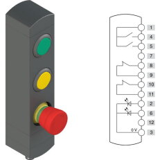Ovládací jednotka BN 3 prvky (konfigurace A11) Konektor M12,12 pólů, IP65