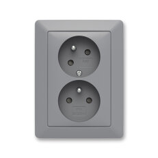 ABB ZONI Zásuvka dvojnásobná s ochr. kolíky šedá/bílá 5513T-C02157 141