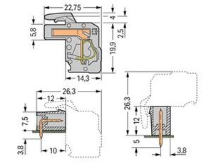 Konektor (zásuvka) úhlový CAGE CLAMP 2,5mm2 šedá 22pól. WAGO 232-122/026-000