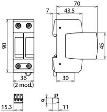 Svodič přepětí DEHNguard M 2-polig Uc 385V mit ACI-Technologie 952220