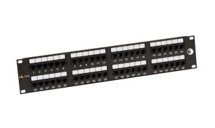 19" Patch panel 48 x RJ45 CAT6 UTP 350 MHz černý 2U SOLARIX 24200048