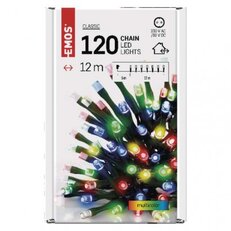 LED vánoční řetěz, 12 m, venkovní i vnitřní, multicolor, časovač EMOS D4AM03