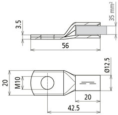 Lisovací kabelové oko DIN 46235 35mm2 M10 Cu/gal Sn, poniklováno DEHN 472434