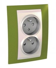 Schneider MGU63.065.566 Zásuvka dvojnásobná 16A/230V 2x2P+PE, Pistacio/marfil