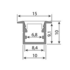 Vestavný AL profil VG, 15x10mm, vč. mléč MCLED ML-761.343.74.1