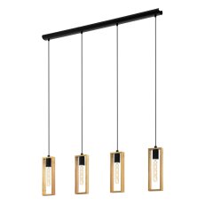 Závěsné svítidlo LITTLETON E27 černá/dřevo 4X40W IP20 EGLO 44053