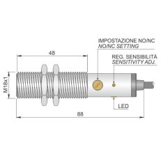 Kapacitní senzor d18 mm AECO SC18SM-A5 NO/NC LC5