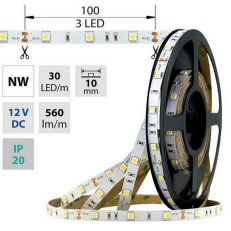 LED pásek SMD5050 NW, 30LED/m, 7,2W/m, 560lm/m, IP20, DC 12V, 10mm, 5m