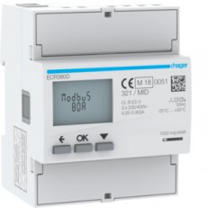 Digitální elektroměr 3F, 2Tar. přímé měř. do 80 A, s Modbus výstupem, MID