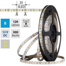 LED pásek SMD2835 modrý, 120LED/m, 9,6W/m, DC 12V, 300lm/m, IP54, 8mm, 5m