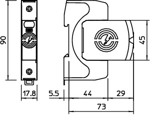 V20-1-280 Svodič přepětí , typ 2, 1P, 40kA(8/20), 280V  OBO 5095161