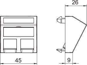 OBO DTS-2C RW1 Nosiče datové techniky dva připojovací moduly 45x45mm čistě bílá