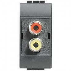 BTICINO LIVINGLIGHT ZÁSUVKA 2XRCA 1MODULOVÁ ANTRACIT L4269R