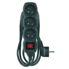 Prodlužovací kabel 3 m 3 zásuvky s vypínačem zelený PVC 1,5mm2 EMOS P1313RZ