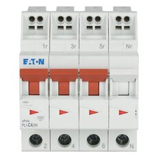 PLI-C4/3N Jistič PLI (bezšroubové svorky nahoře) char C 3+N-pólový 10kA 4A