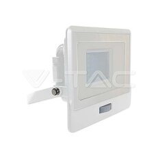 30W LED PIR Sensor Floodlight SAMSUNG CHIP White Body 4000K V-TAC SKU20275