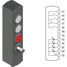 Ovládací jednotka BN 4 prvky (konfigurace A73) Konektor M12,12 pólů, IP65