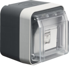 Zásuvka, datová, RJ 45, FTP, Cat.6e, komplet., IP 55, Berker W.1, sv. šedá, mat