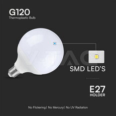 LED Bulb 22W G120 ?27 Plastic 6500K        VT-242, V-TAC SKU23885