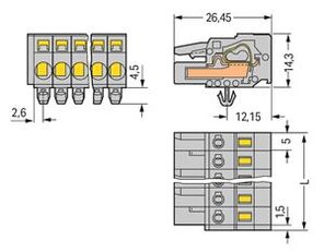 Pružinová svorka CAGE CLAMP 2,5mm2 šedá 2pól. WAGO 231-102/008-000