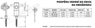 Podpěra vedení na hmoždinku PV 1h (FeZn) vrut 6/50 TREMIS V165