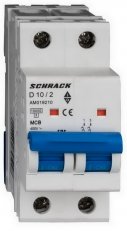 Instalační jistič AMPARO 10kA, D 10A, 2P SCHRACK AM019210--