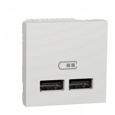 NOVÁ UNICA Dvojitý nabíjecí USB A+A konektor 2.1A, 2M, Bílý SCHNEIDER NU341818