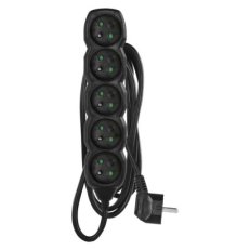 Prodlužovací kabel 3 m 5 zásuvek černý PVC 1,5mm2 EMOS PC0513R
