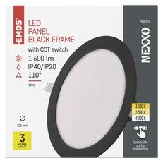 LED vestavné svítidlo NEXXO, kruhové, černé, 18W, se změnou CCT EMOS ZD1343