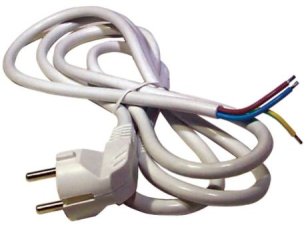 Přívodní kabel FLEXO H05VV-F 3G0,75B s úhlovou vidlicí 3m bílá PVC
